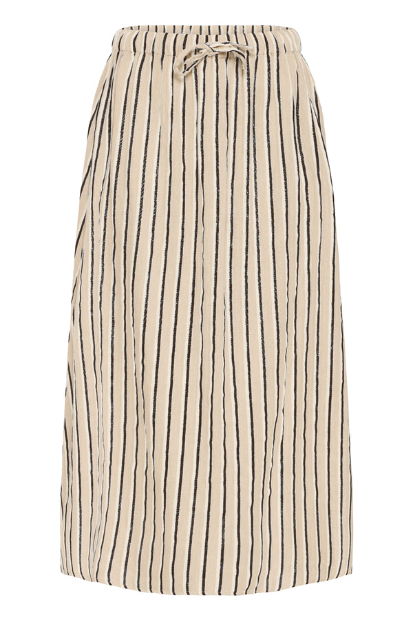 ICHI Iafoxa Striped Midi Skirt | Meteorite