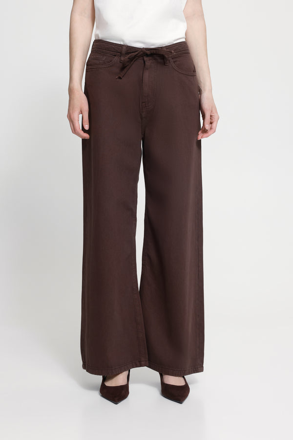 ICHI Hezano Wide Leg Jeans | Chicory Coffee