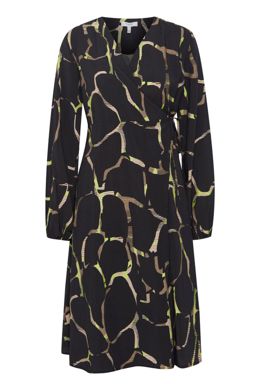B Young Byibine Wrap Dress Black Mix