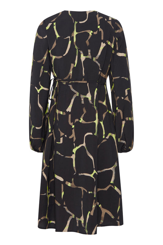 B Young Byibine Wrap Dress | Black Mix