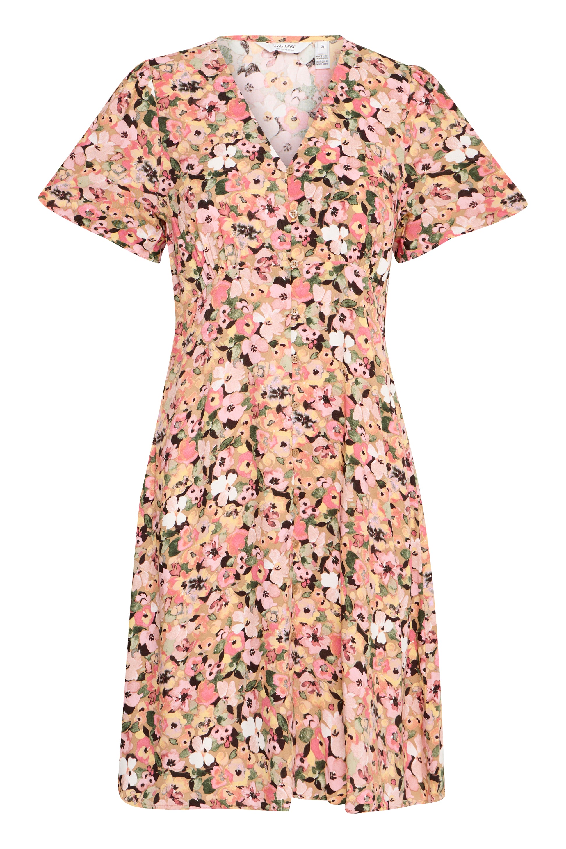 B Young Bymmjoella Short V-Neck Dress | Coral Blush Flower