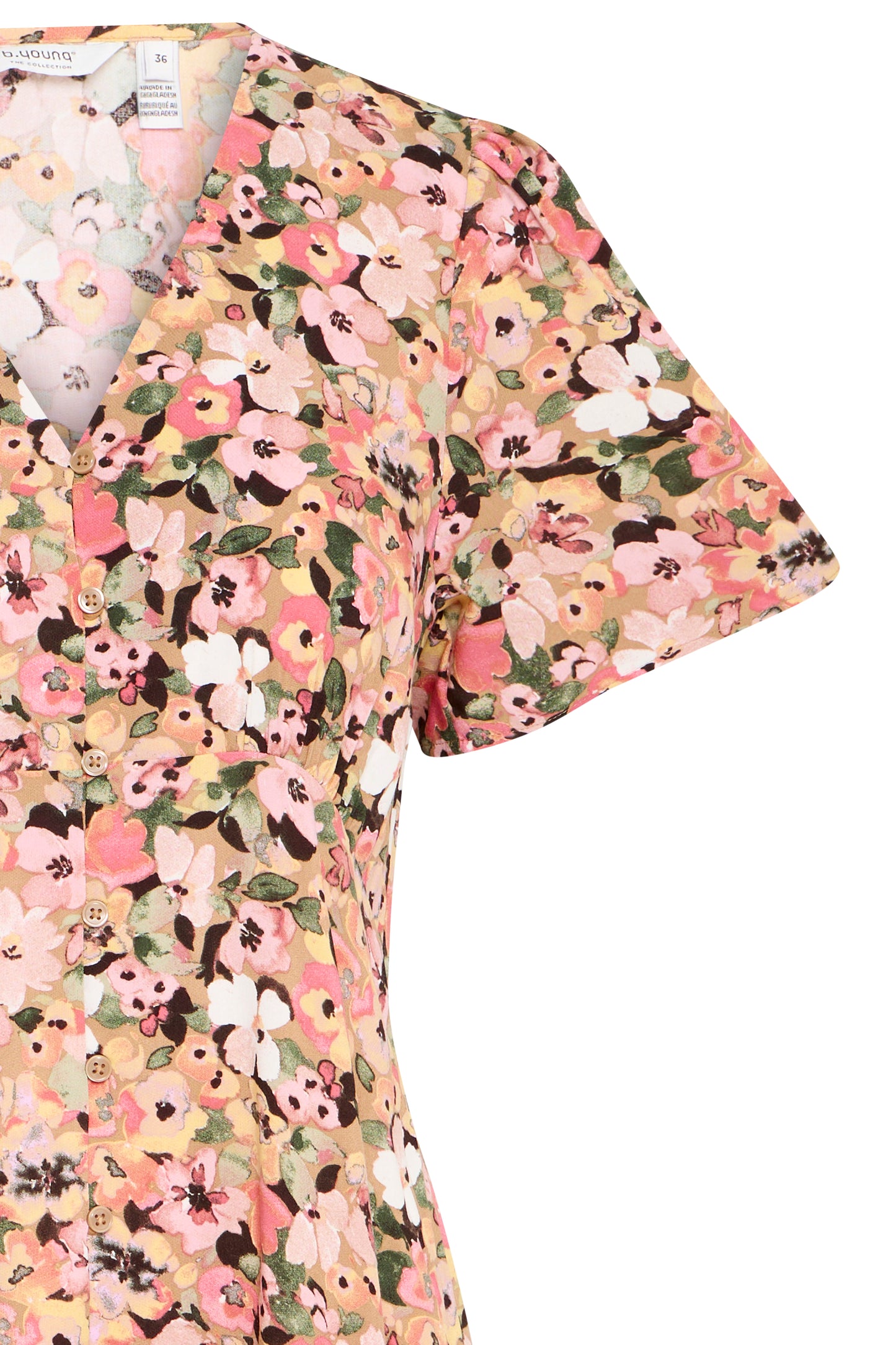 B Young Bymmjoella Short V-Neck Dress | Coral Blush Flower