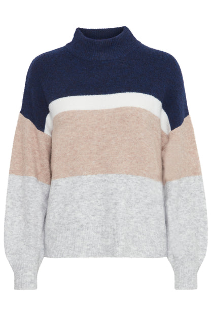 B Young Byomea Striped Jumper | Medieval Blue Mix