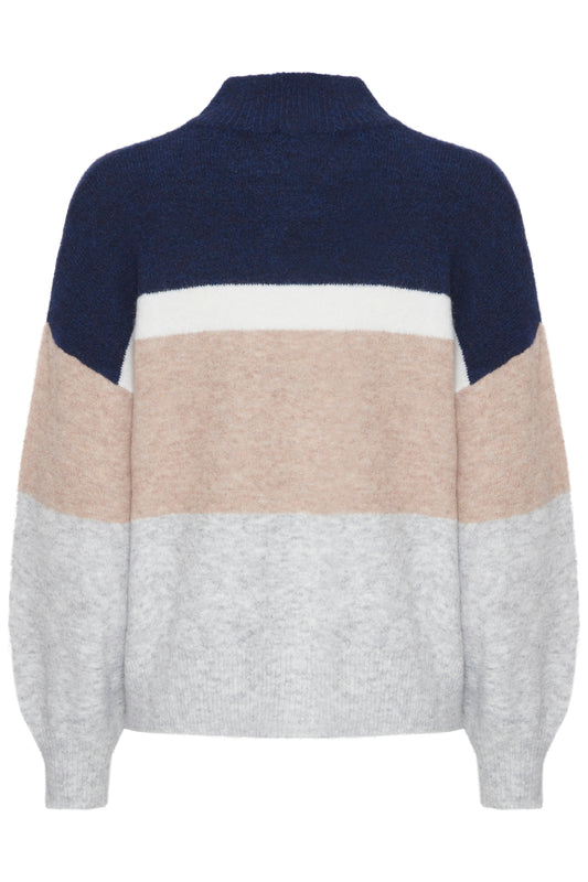B Young Byomea Striped Jumper | Medieval Blue Mix