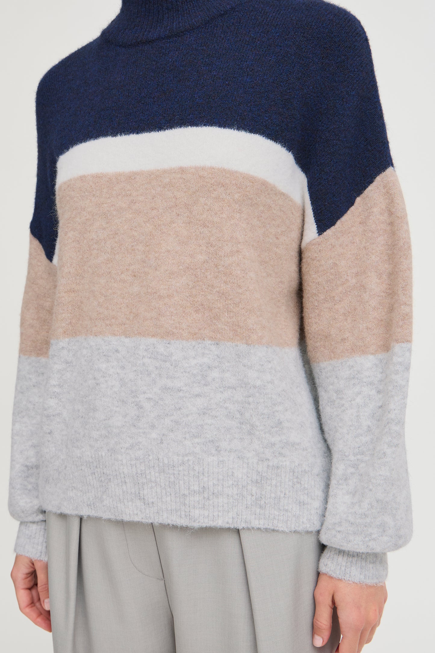 B Young Byomea Striped Jumper | Medieval Blue Mix