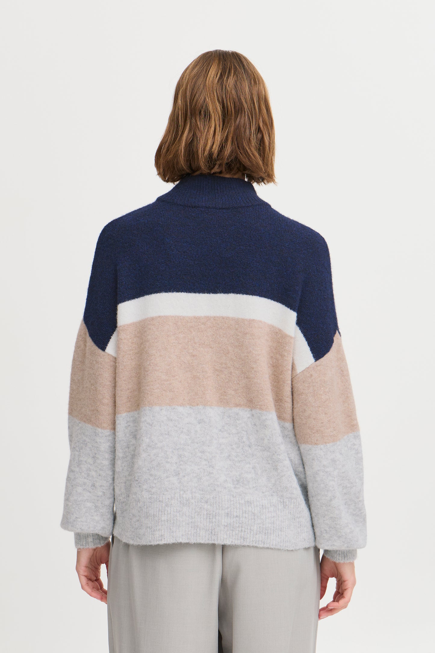 B Young Byomea Striped Jumper | Medieval Blue Mix
