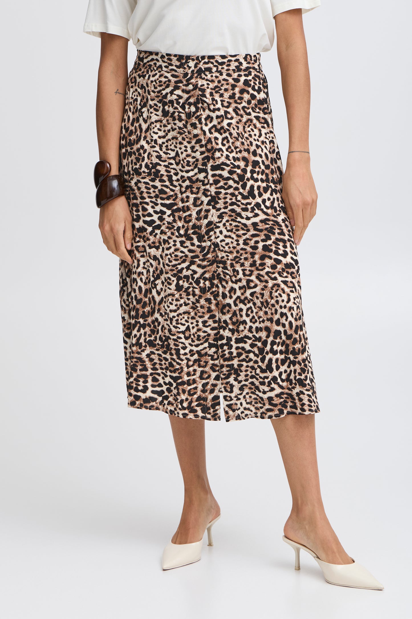 B Young Bymmjoella Midi Skirt | Birch Leopard