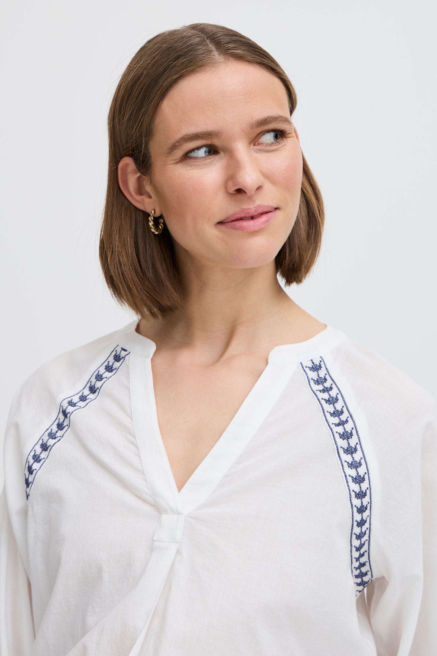 B Young Byjiya Embroidered Blouse | Marshmallow Mix