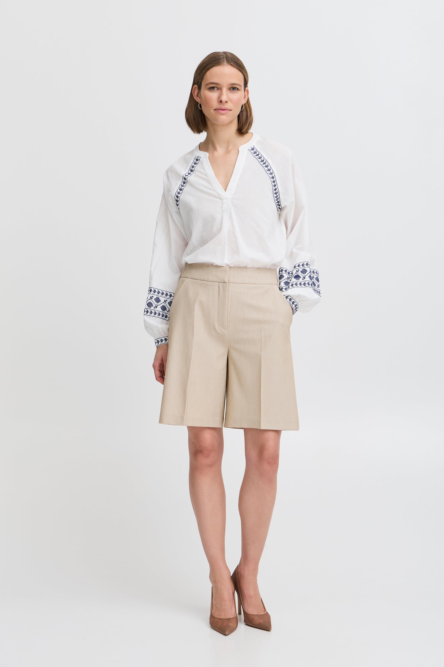 B Young Byjiya Embroidered Blouse | Marshmallow Mix