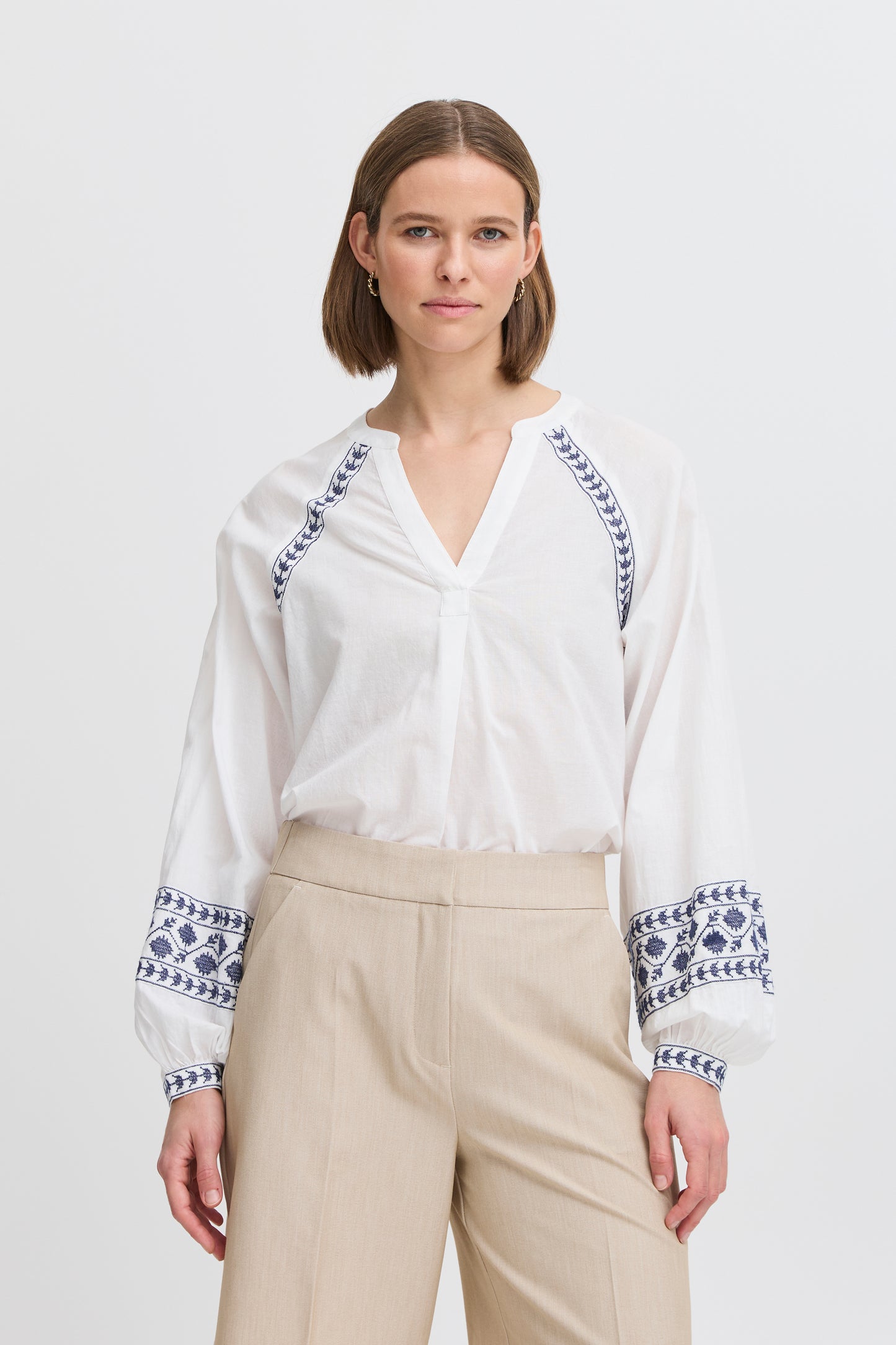 B Young Byjiya Embroidered Blouse | Marshmallow Mix