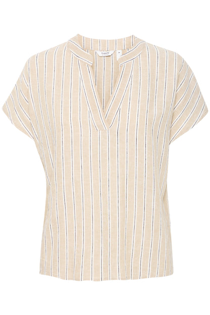 B Young Byfalakka V-Neck Blouse | Humus Stripe Mix 