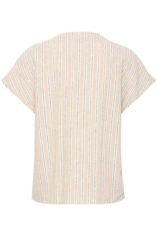 B Young V-Neck Blouse | Humus Stripe Mix