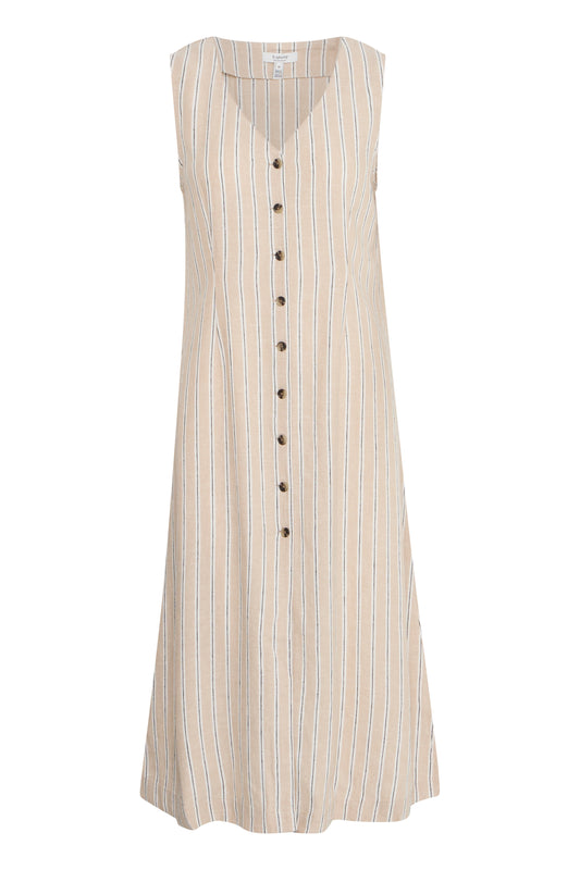B Young Byfalakka Button Dress | Humus Stripe Mix