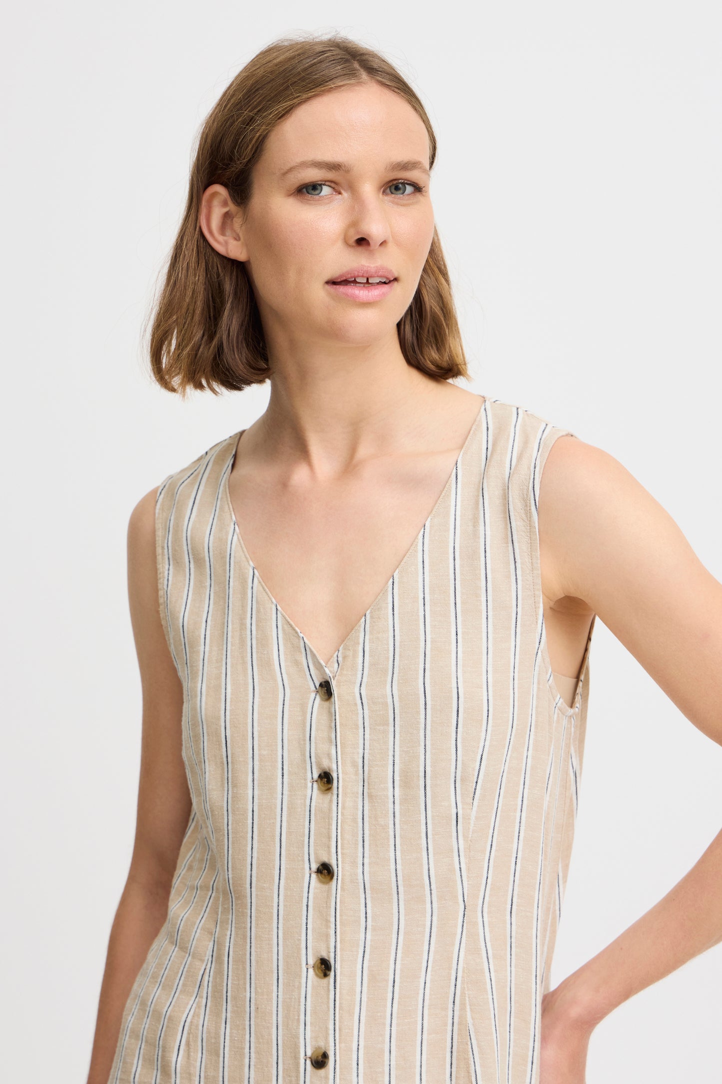 B Young Byfalakka Button Dress | Humus Stripe Mix