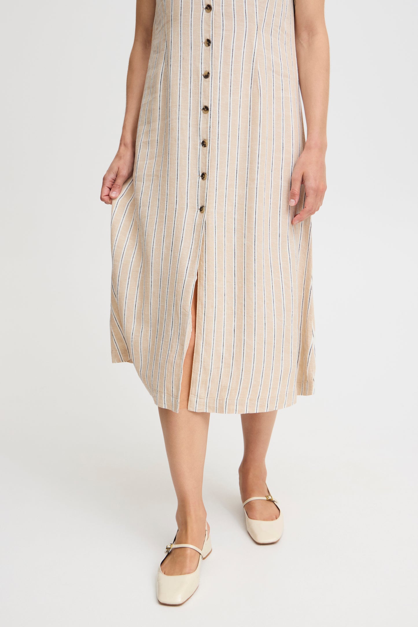 B Young Byfalakka Button Dress | Humus Stripe Mix