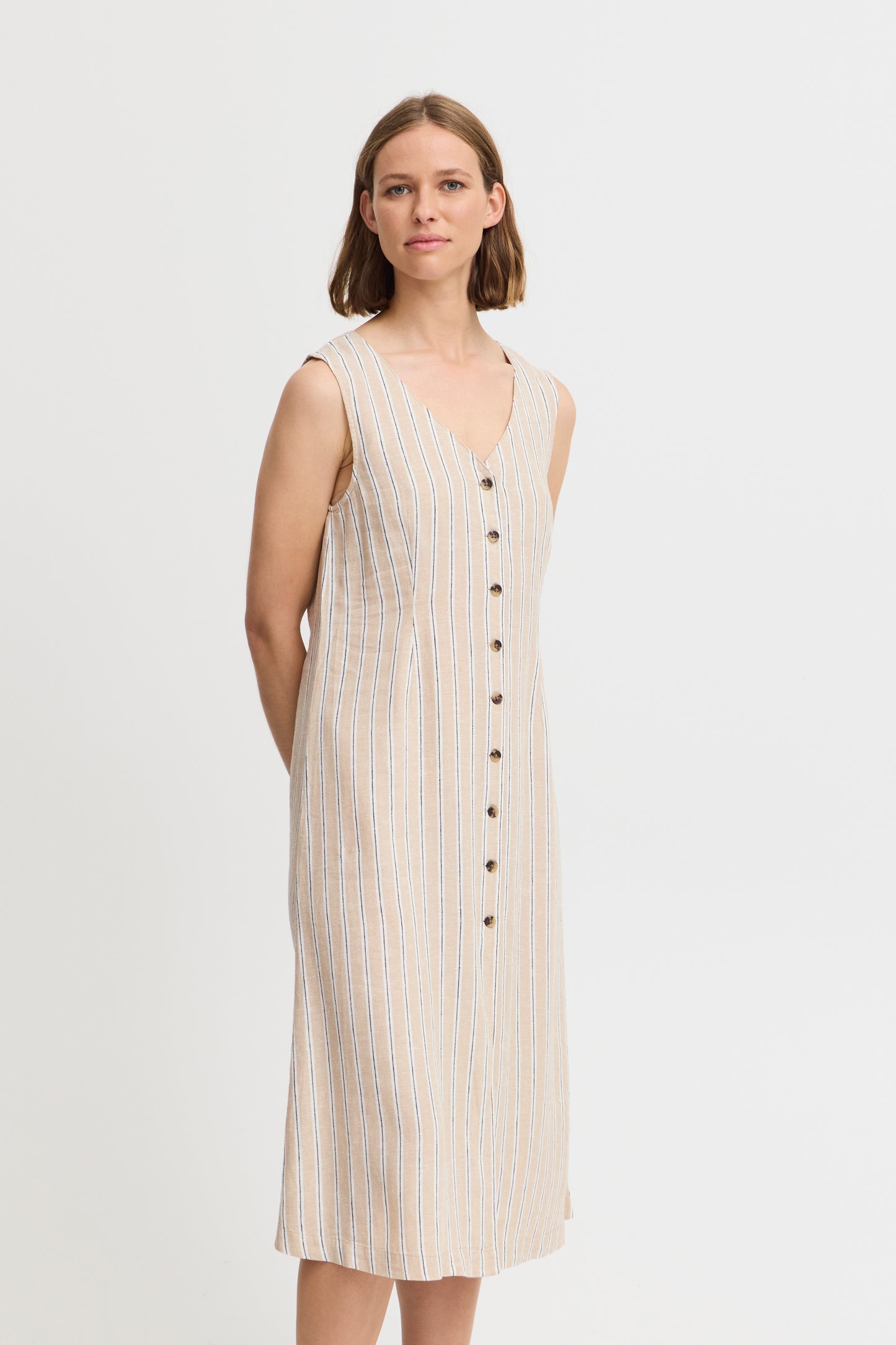 B Young Byfalakka Button Dress | Humus Stripe Mix