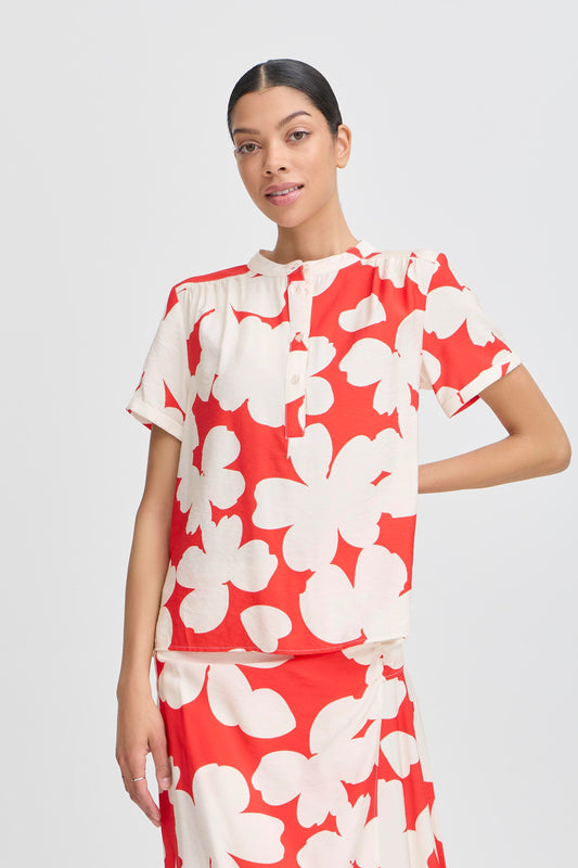 B Young Byibine Short Sleeve Shirt | Flame Flower Mix