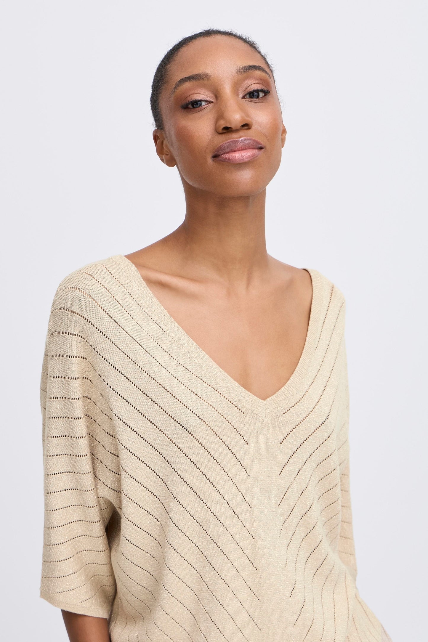 B Young Bymobbe V-Neck Jumper | Frosted Almond