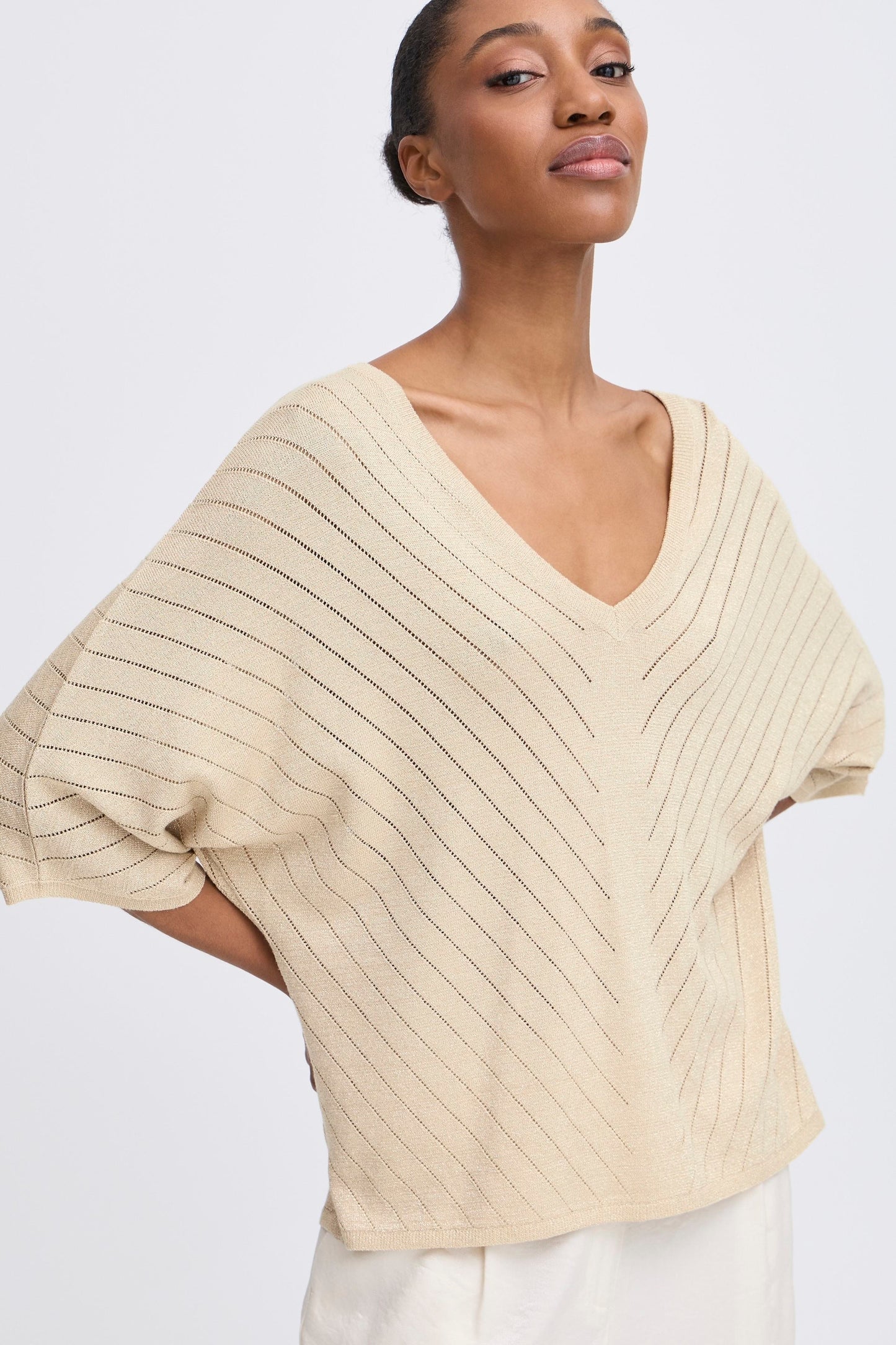 B Young Bymobbe V-Neck Jumper | Frosted Almond