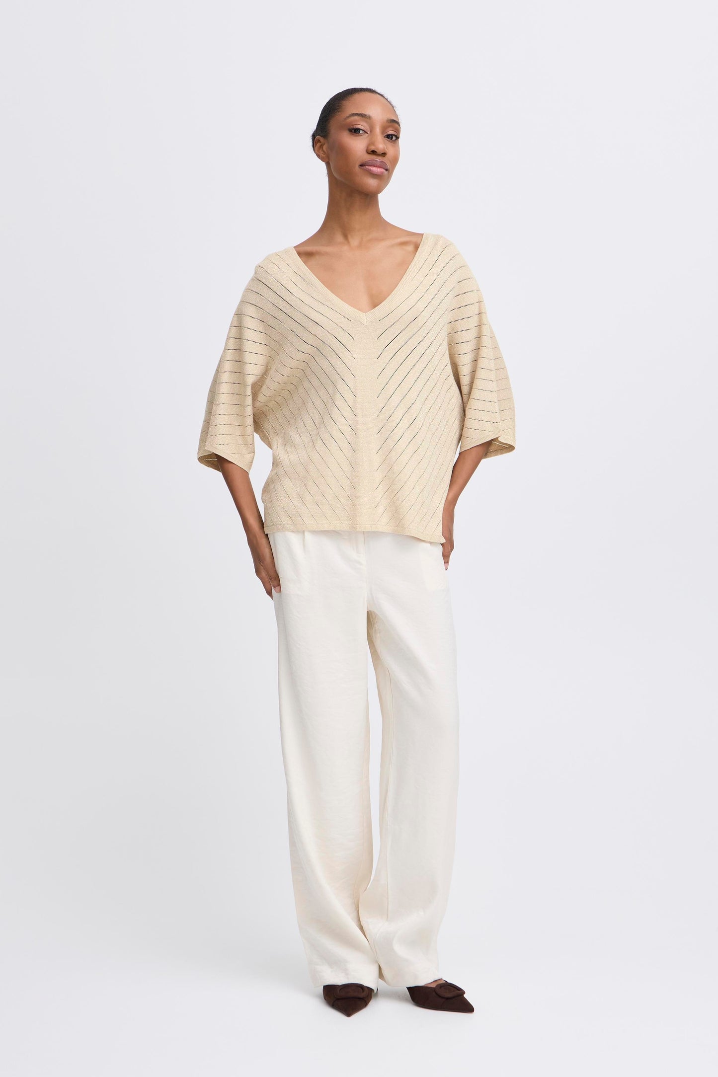 B Young Bymobbe V-Neck Jumper | Frosted Almond