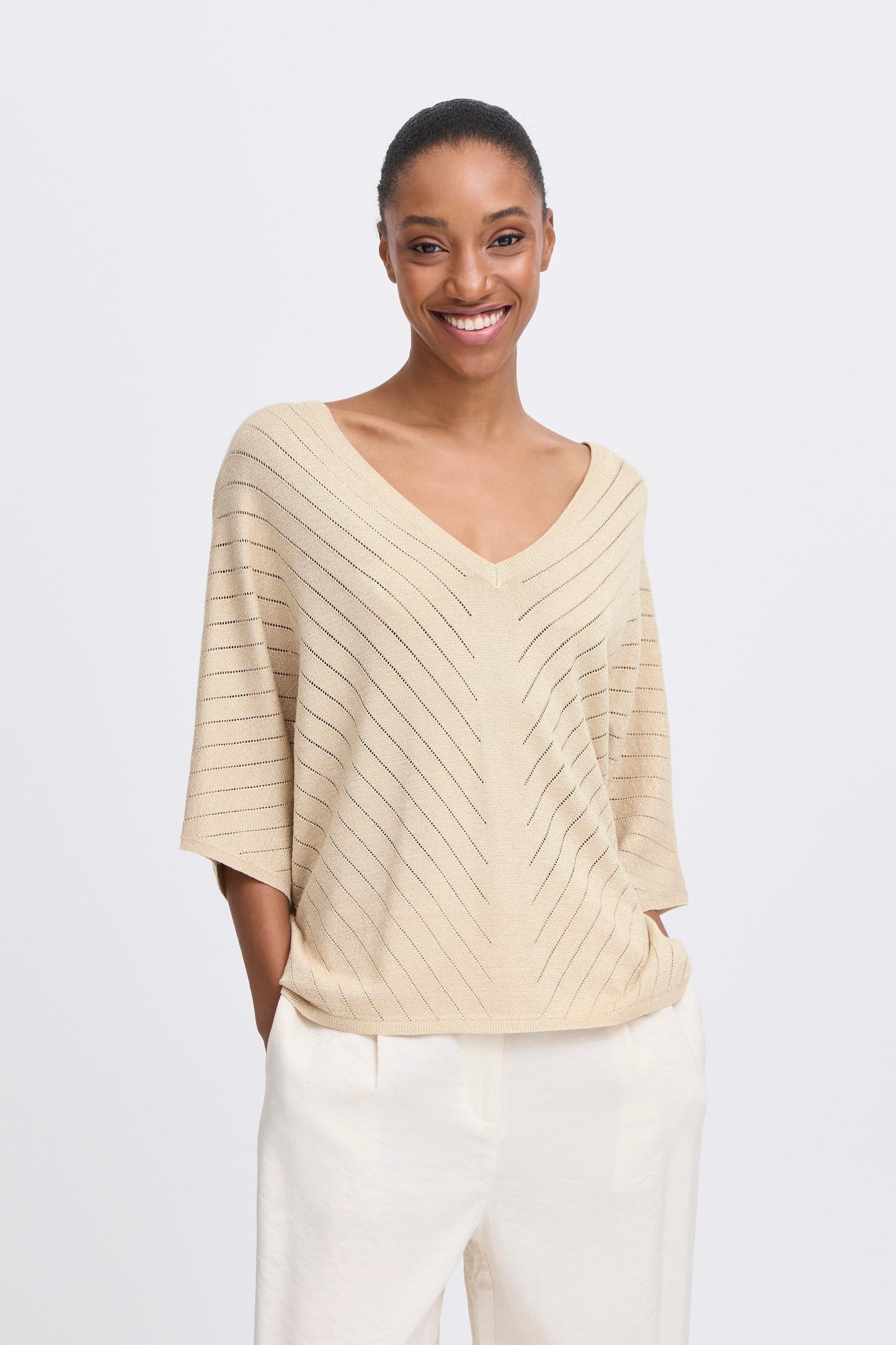 B Young Bymobbe V-Neck Jumper | Frosted Almond