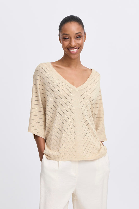 B Young Bymobbe V-Neck Jumper | Frosted Almond