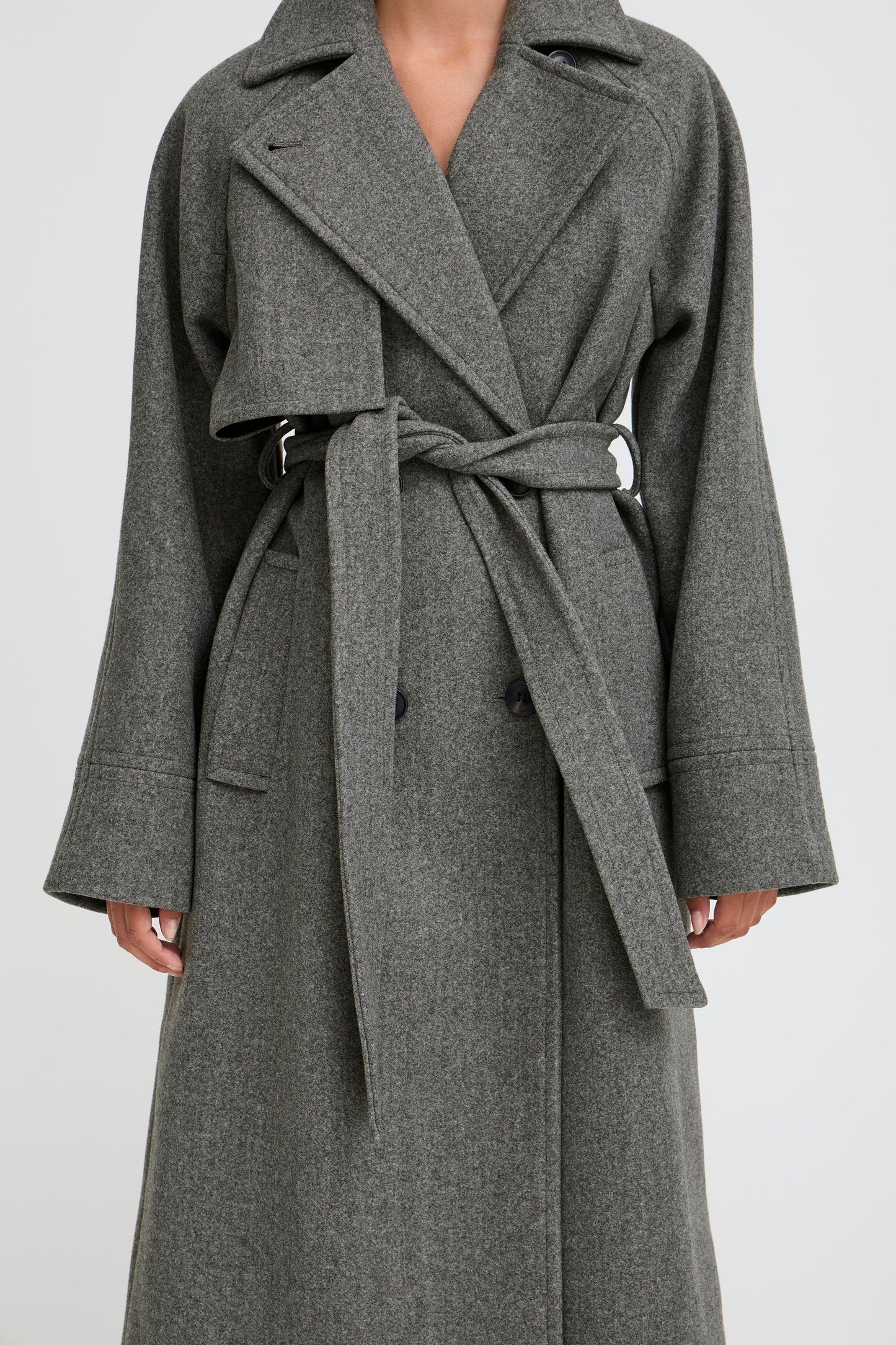 Bycilia Trenchcoat | Mid Grey Melange
