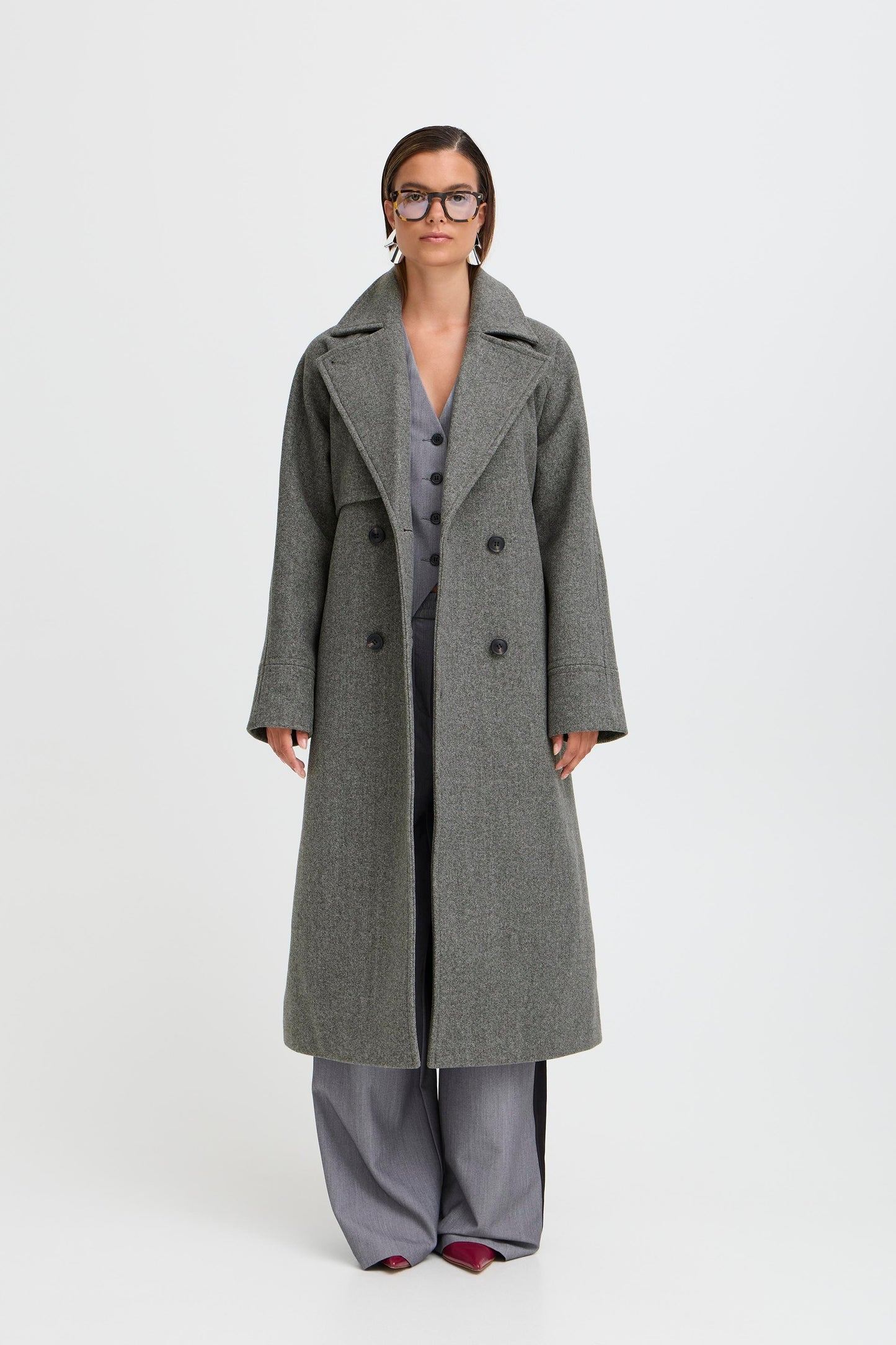 Bycilia Trenchcoat | Mid Grey Melange