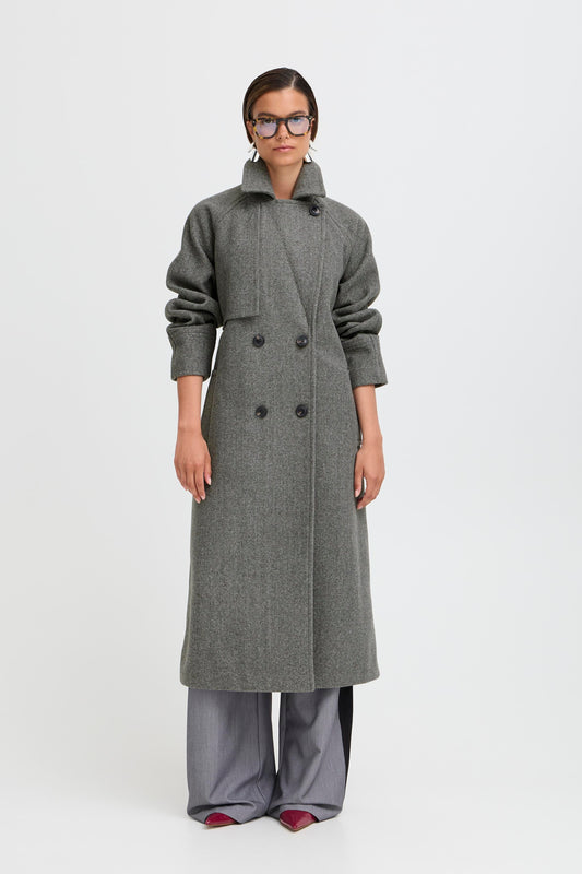 B Young Bycilia Trenchcoat | Mid Grey Melange