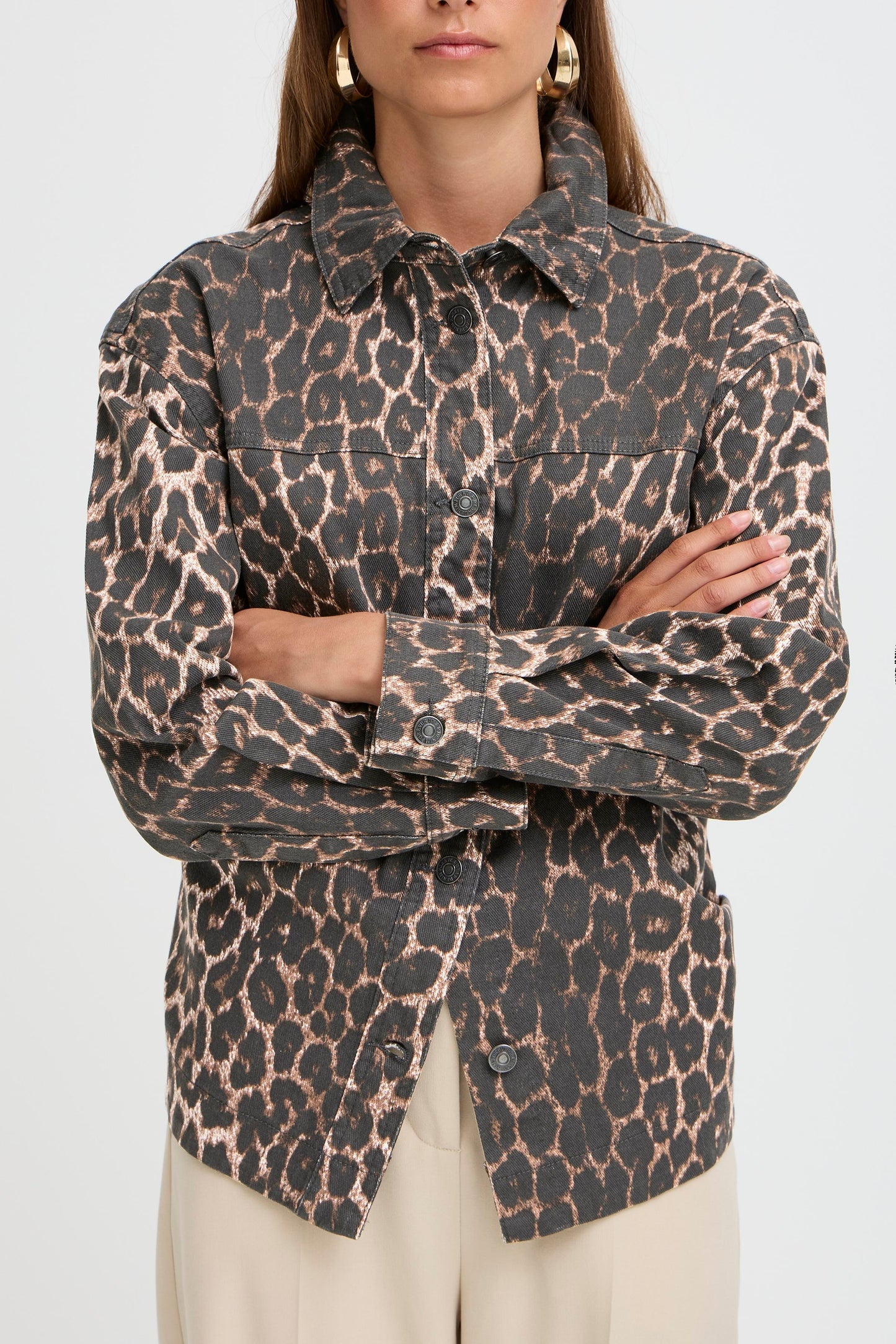 B Young Kenna Shirt | Denim Leopard Mix