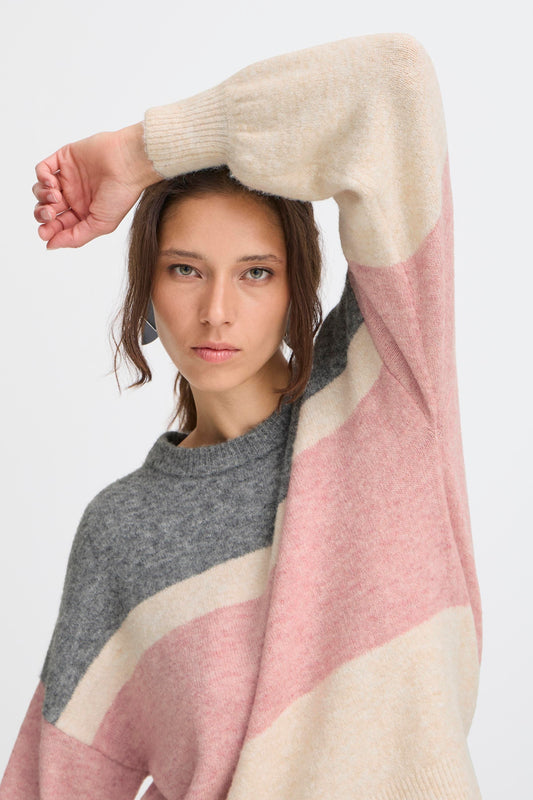 B Young Byomea Round Neck Jumper | Pale Mauve Mix