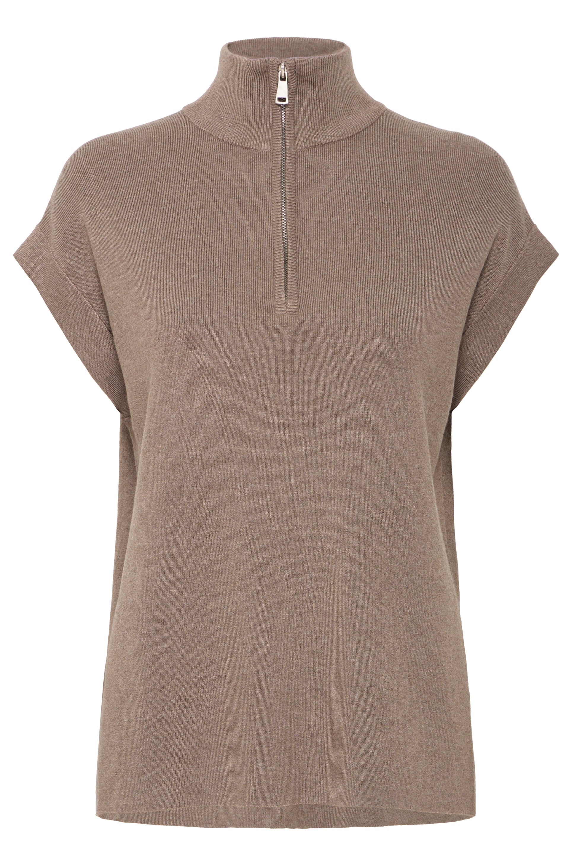 B Young BymmOrla Zipper Vest | Walnut Melange