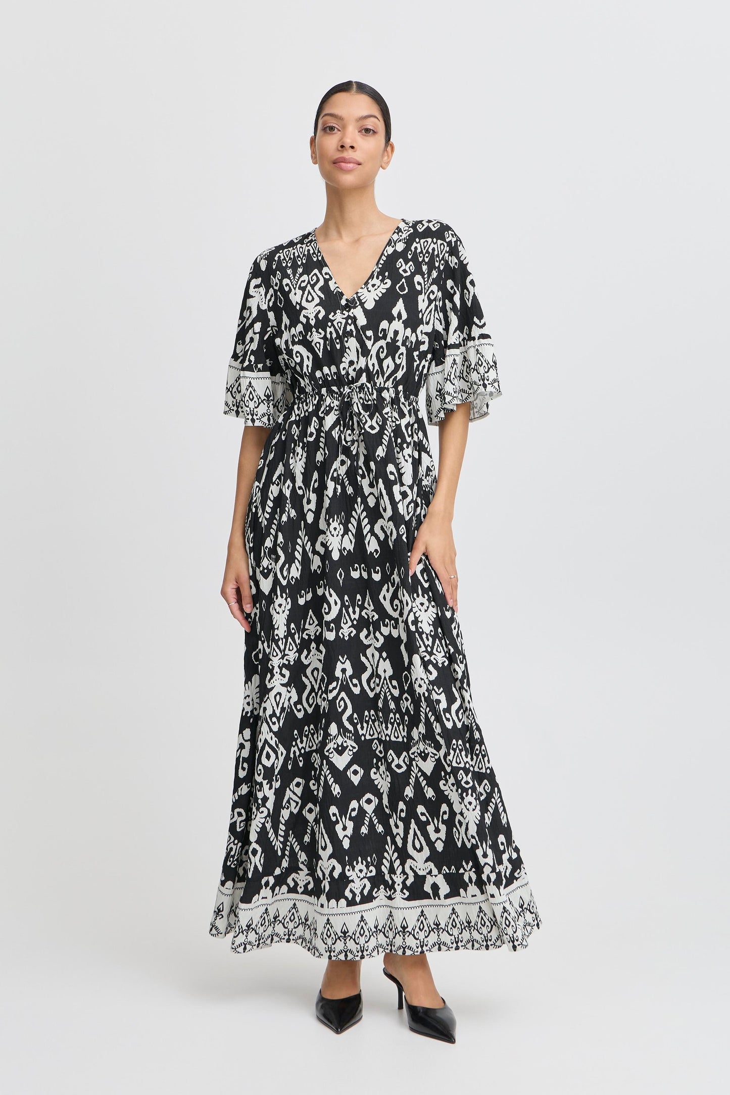 B Young Byjasmina  Long Dress | Black Eth Mix