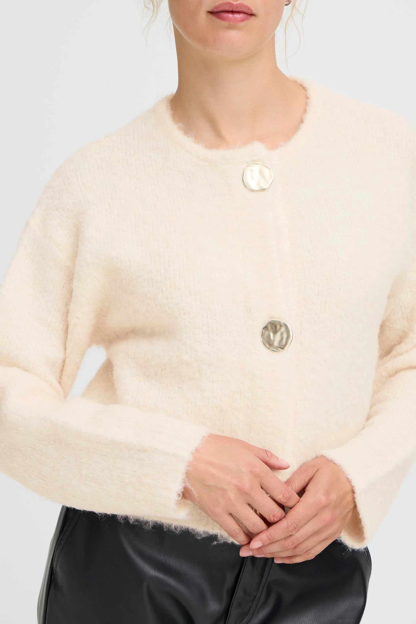 B Young Omanta Cardigan | Birch Melange