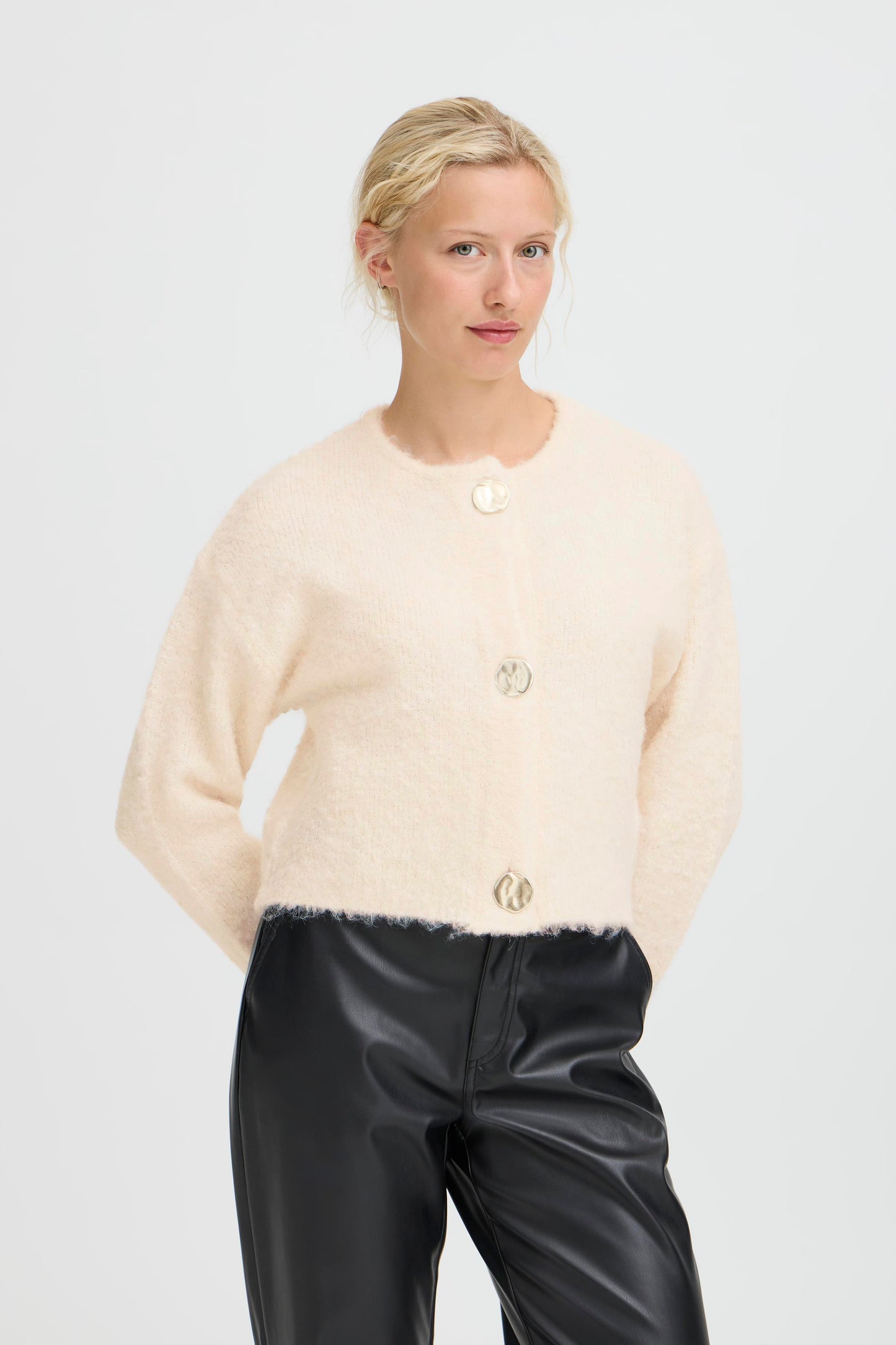 B Young Omanta Cardigan | Birch Melange