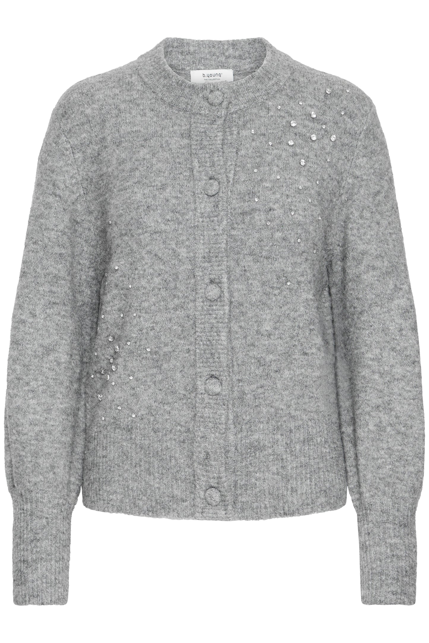 Byomea Rhinestone Cardigan | Mid Grey Melange