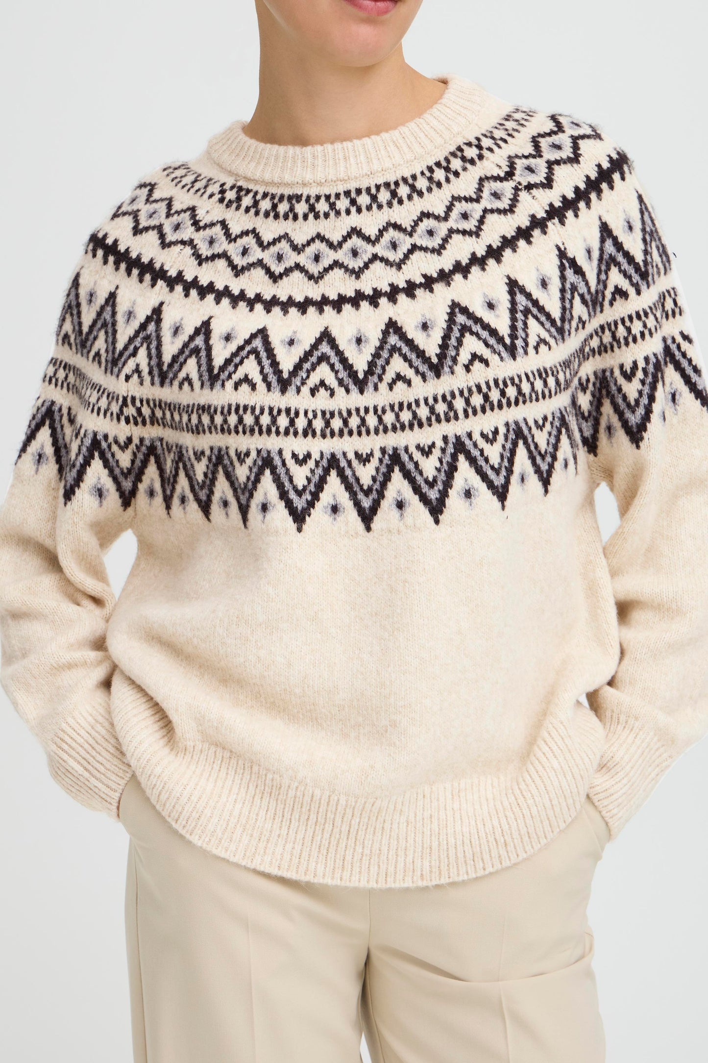 Byohelle Jacquard Jumper | Oatmeal Melange