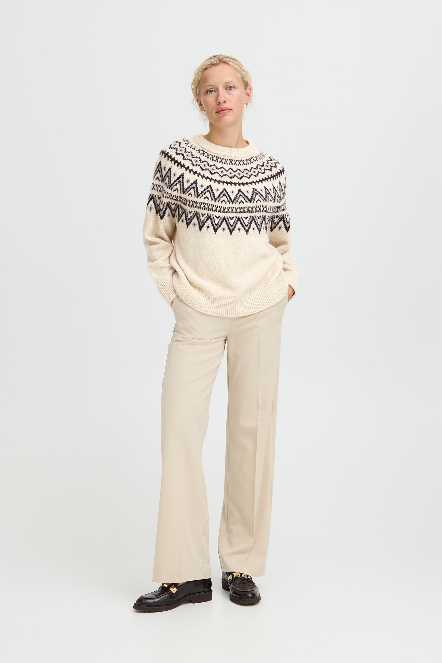 Byohelle Jacquard Jumper | Oatmeal Melange