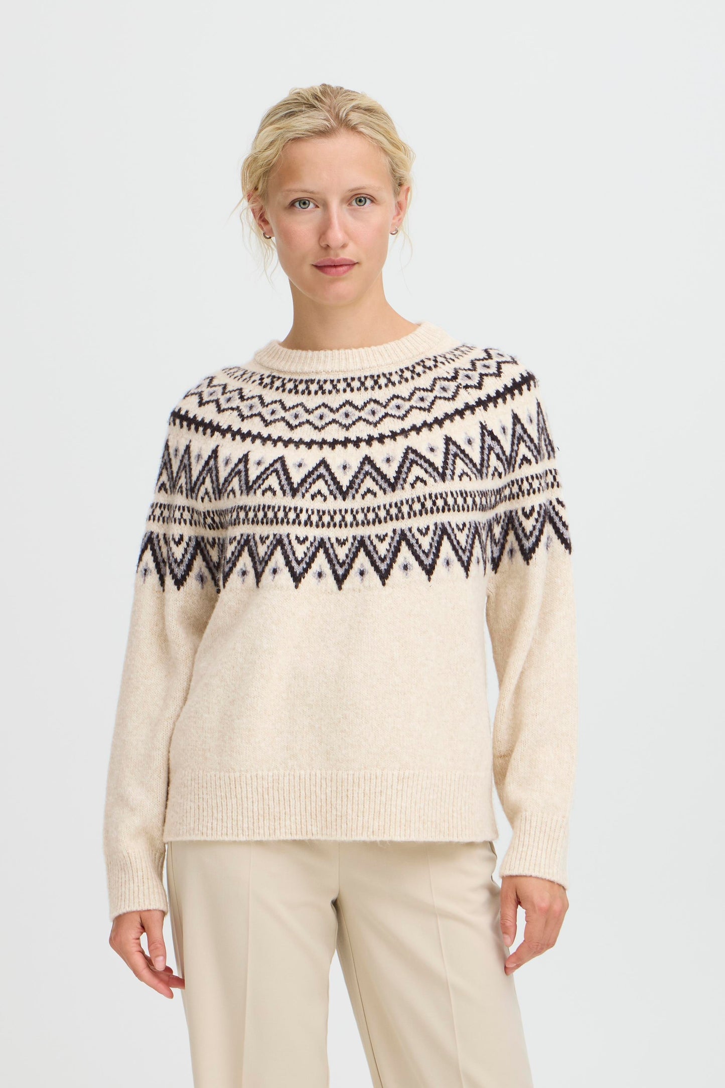 Byohelle Jacquard Jumper | Oatmeal Melange
