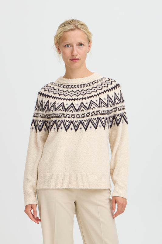 Byohelle Jacquard Jumper | Oatmeal Melange