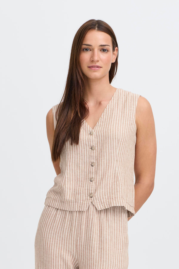 B Young Falakka Waistcoat | Woodsmoke Stripe