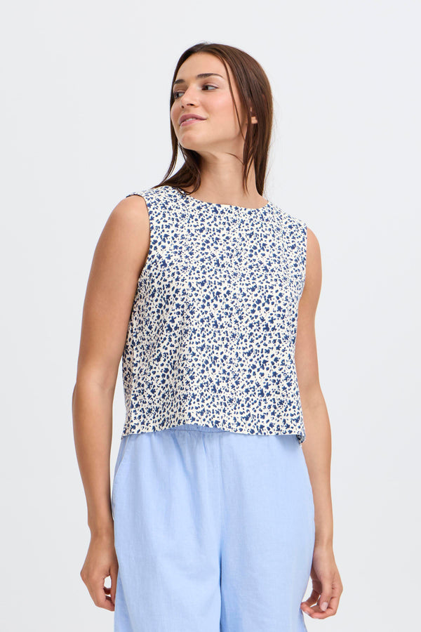 B Young Falakka Round Neck Top | Medieval Blue Flower