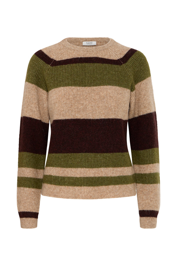 B Young Otaja Jumper | Avocado Melange Stripe