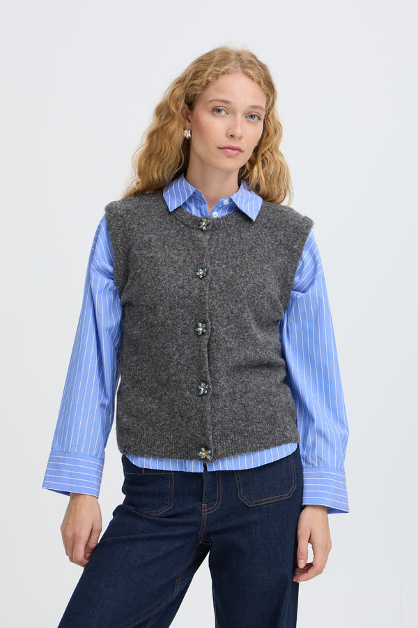 B Young Omea Vest | Dark Grey Melange