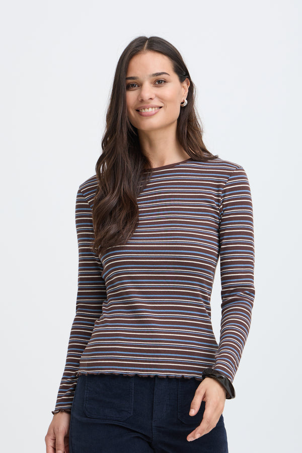 B Young Tone Long Sleeve T-Shirt | Java Stripe