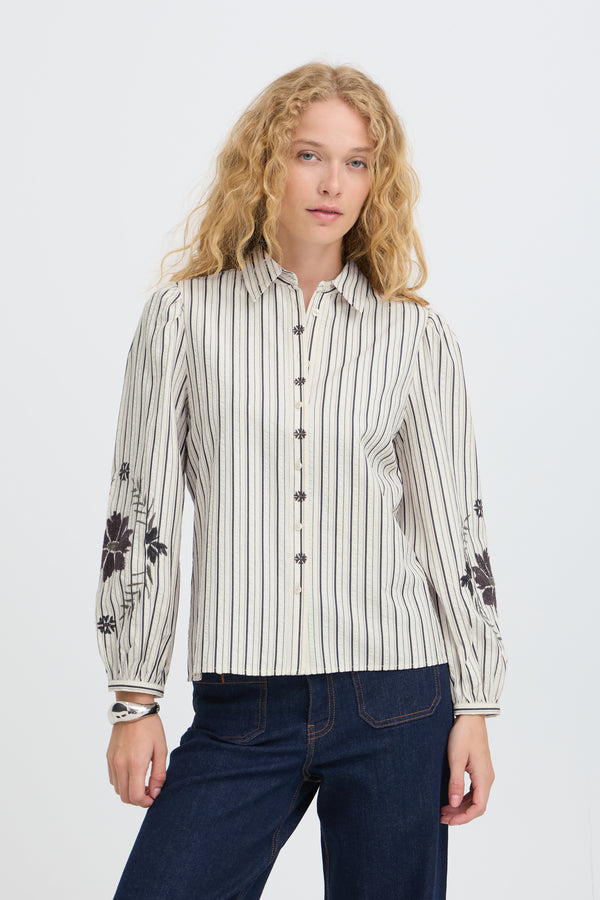 B Young Hippi Shirt | Birch Stripe