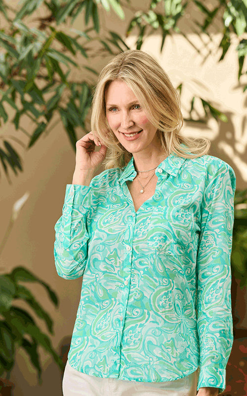 Portimao Cotton Shirt | Aqua