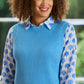 Amber Round Neck Cotton Tank Top | Blue