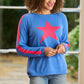 Keira Cashmere Blend Star Jumper | French Blue & Fuchsia