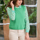 Mimi Cashmere Blend Contrast Trim Tank Top | Spring Green & Ivory